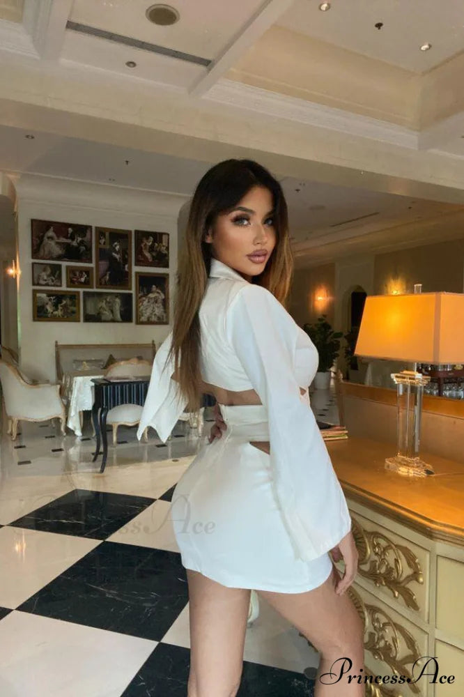 Cut Out Blazer Top Graceful + Mini Skirt Set