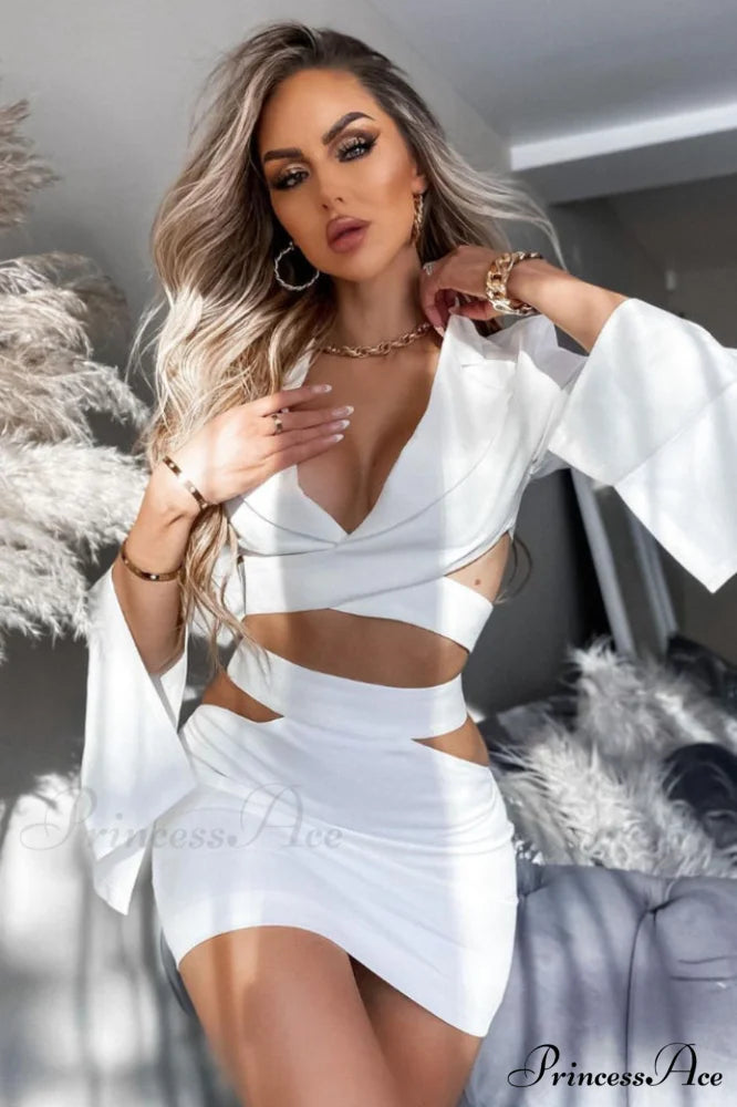 Cut Out Blazer Top Graceful + Mini Skirt Set