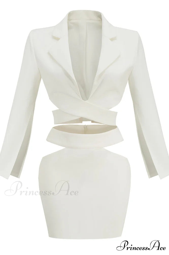 Cut Out Blazer Top Graceful + Mini Skirt Set