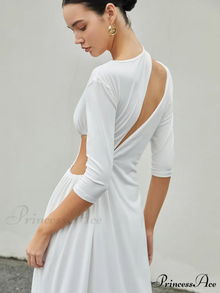 Cut Out Ruched Trendy Split Knit Maxi Dress