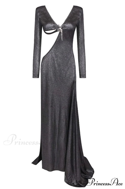 Cut Out Stylish Backless Gown XS / Black