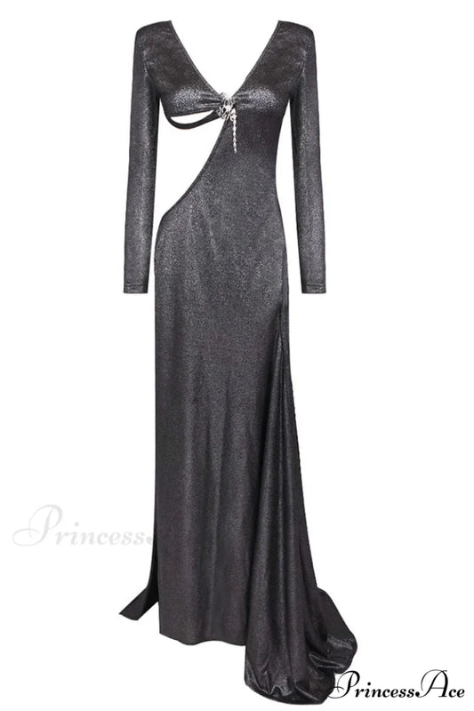 Cut Out Stylish Backless Gown XS / Black
