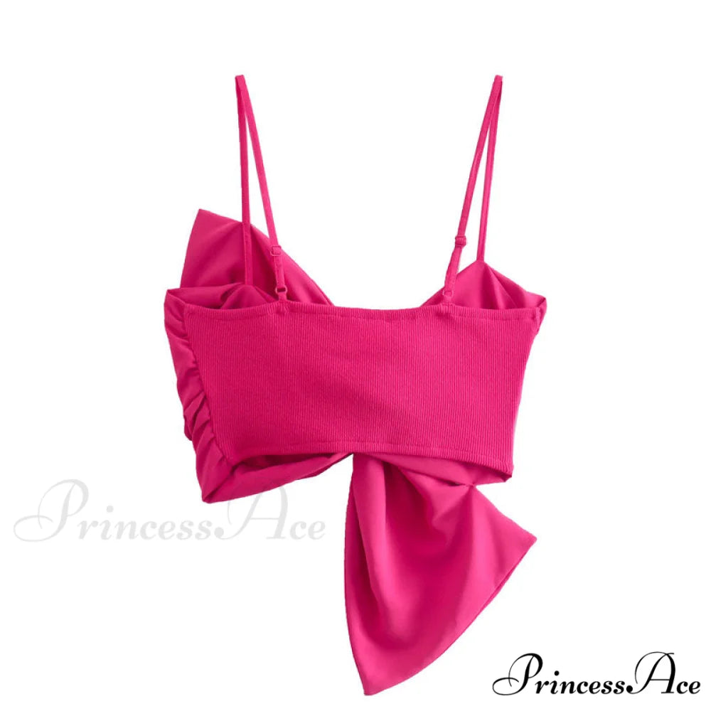 Cute Animal Graceful Print Crop Top L / Hot Pink