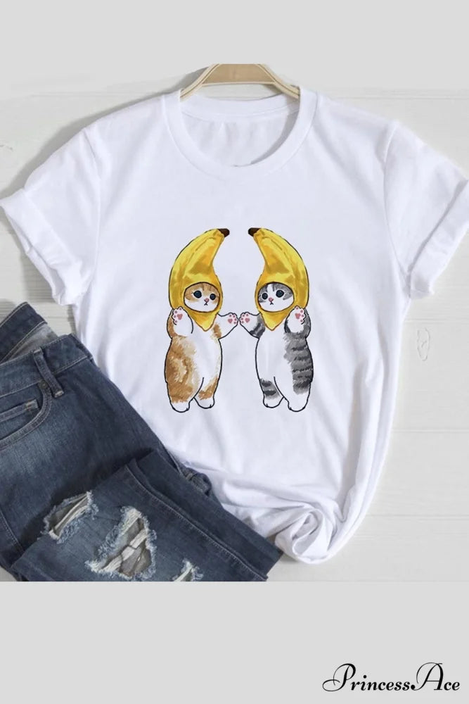 Cute Cats Tee Shirt Cats Banana / XS