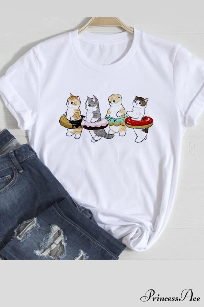 Cute Cats Tee Shirt Cats Donut / XS