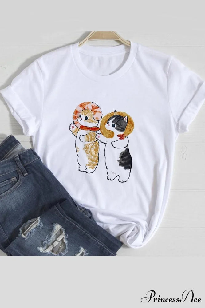 Cute Cats Tee Shirt Cats Shrip Tempura / XS