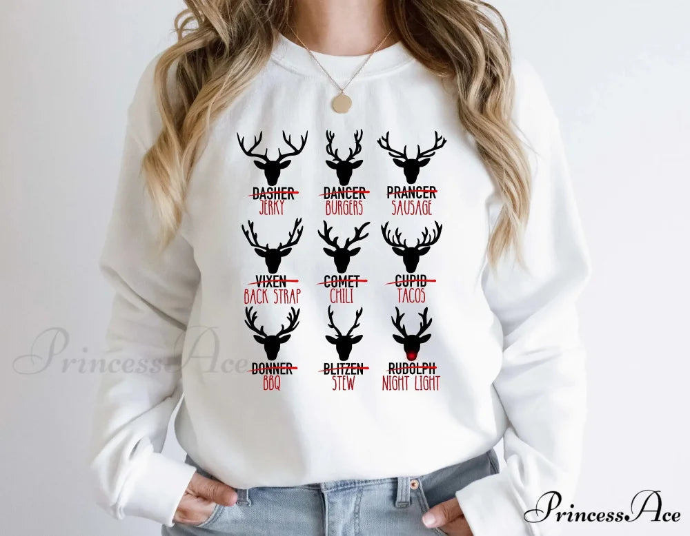 Cute Cotton Wapiti Print Hot Sale Deer Hunting Gift Christmas Hoodie WHITE / S Christmas Hoodies-L