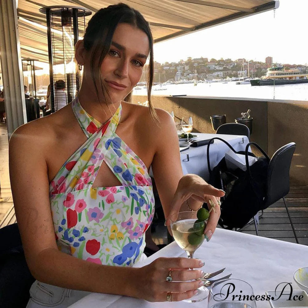 Cute Floral Print Pullover Knit Classic Shorts Matching Set - White L / Colorful