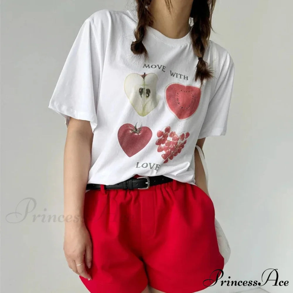 Cute Fruit Print Y2K T-shirt t-shirt-250223