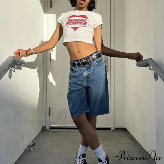 Cute Letter Graphic Print Crop Top T-shirt t-shirt-250223