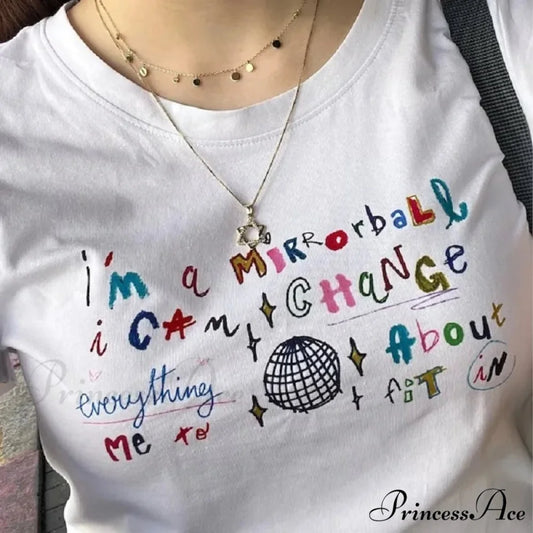 Cute Letter Print Crop Top T-shirt t-shirt-250223