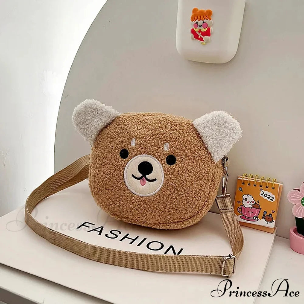 Cute Plush Cartoon Crossbody Bag Khaki crossbody-250126