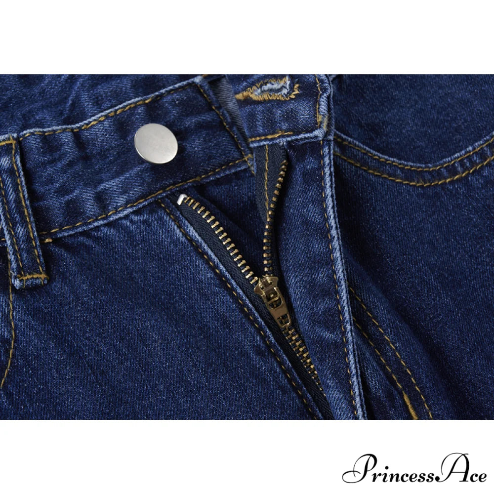 Cute Red Heart Print Pencil Jeans