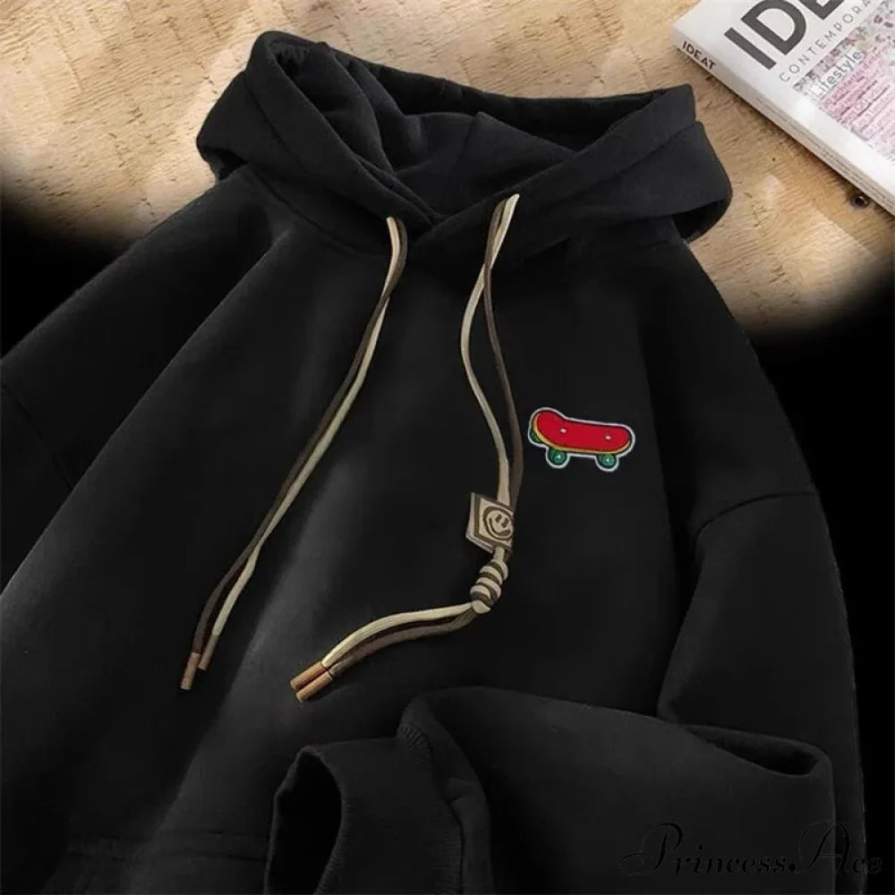 Cute Skateboard Graphic Cotton Fleece Hoodie hoodies-241228