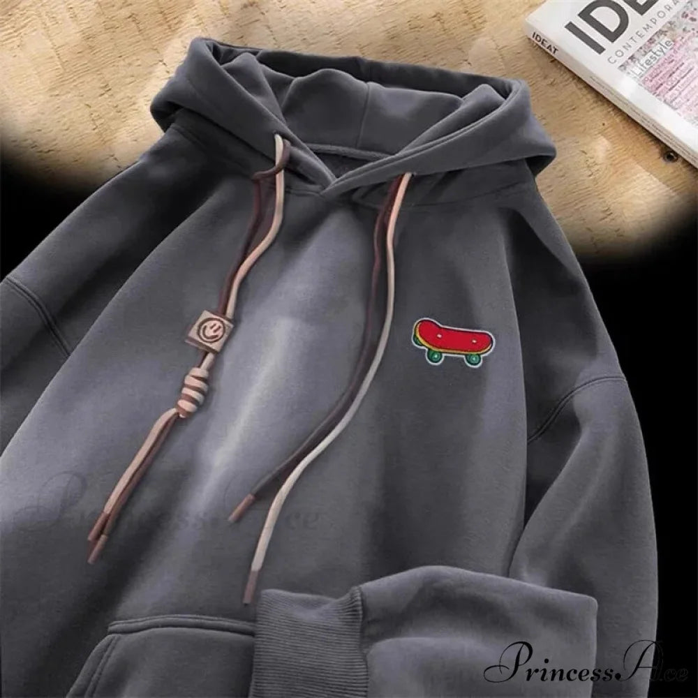 Cute Skateboard Graphic Cotton Fleece Hoodie hoodies-241228