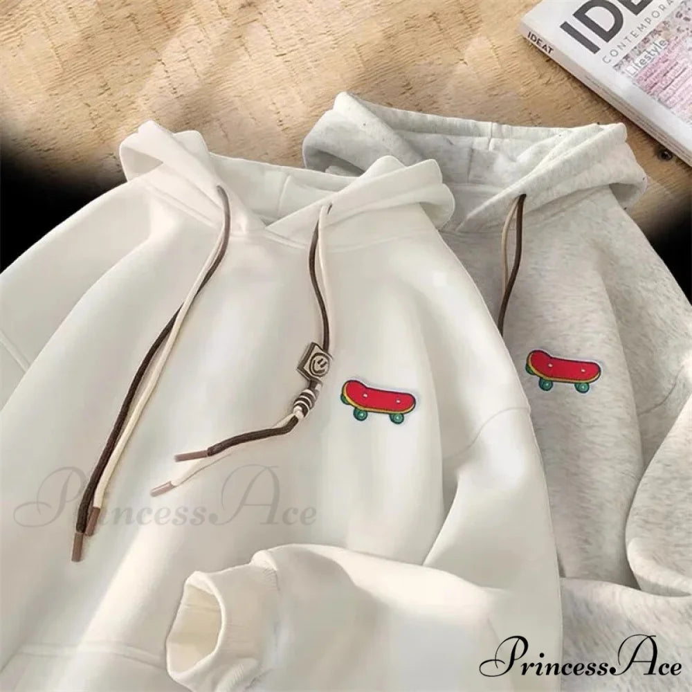 Cute Skateboard Graphic Cotton Fleece Hoodie hoodies-241228