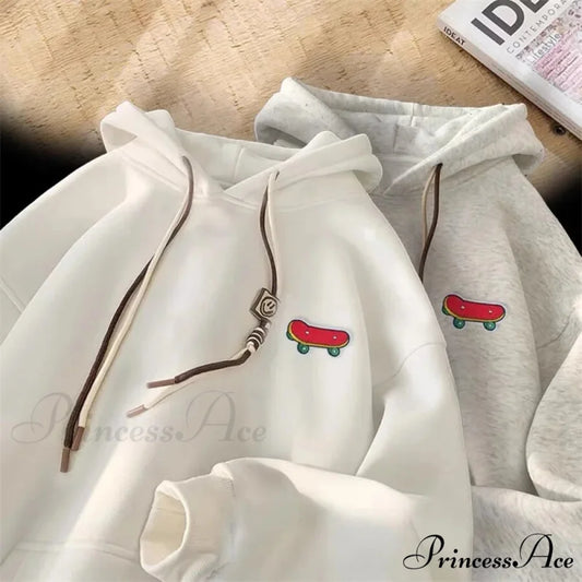 Cute Skateboard Graphic Cotton Fleece Hoodie hoodies-241228