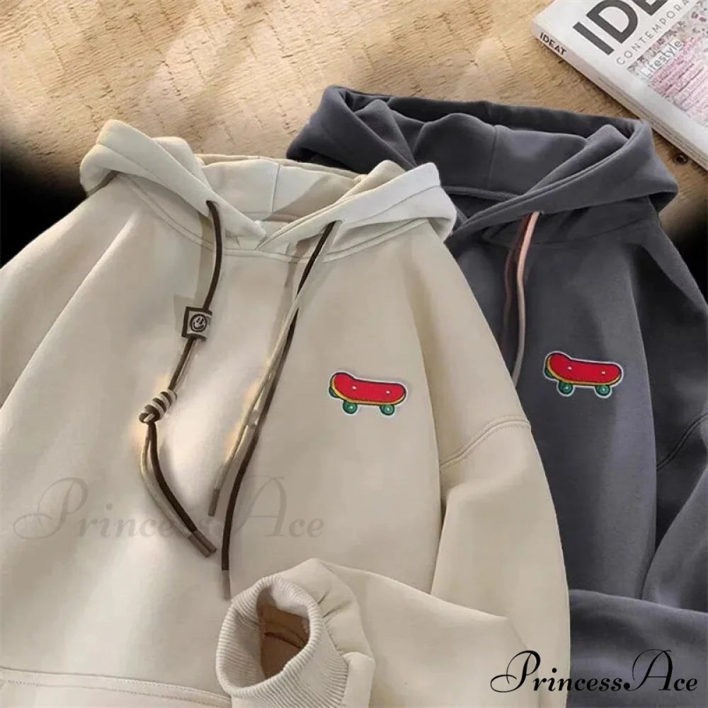Cute Skateboard Graphic Cotton Fleece Hoodie hoodies-241228