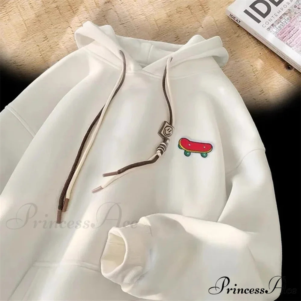 Cute Skateboard Graphic Cotton Fleece Hoodie hoodies-241228