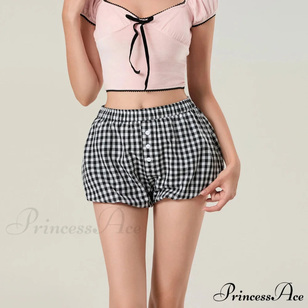 Cute Tartan Pumpkin Lounge Short short-250223