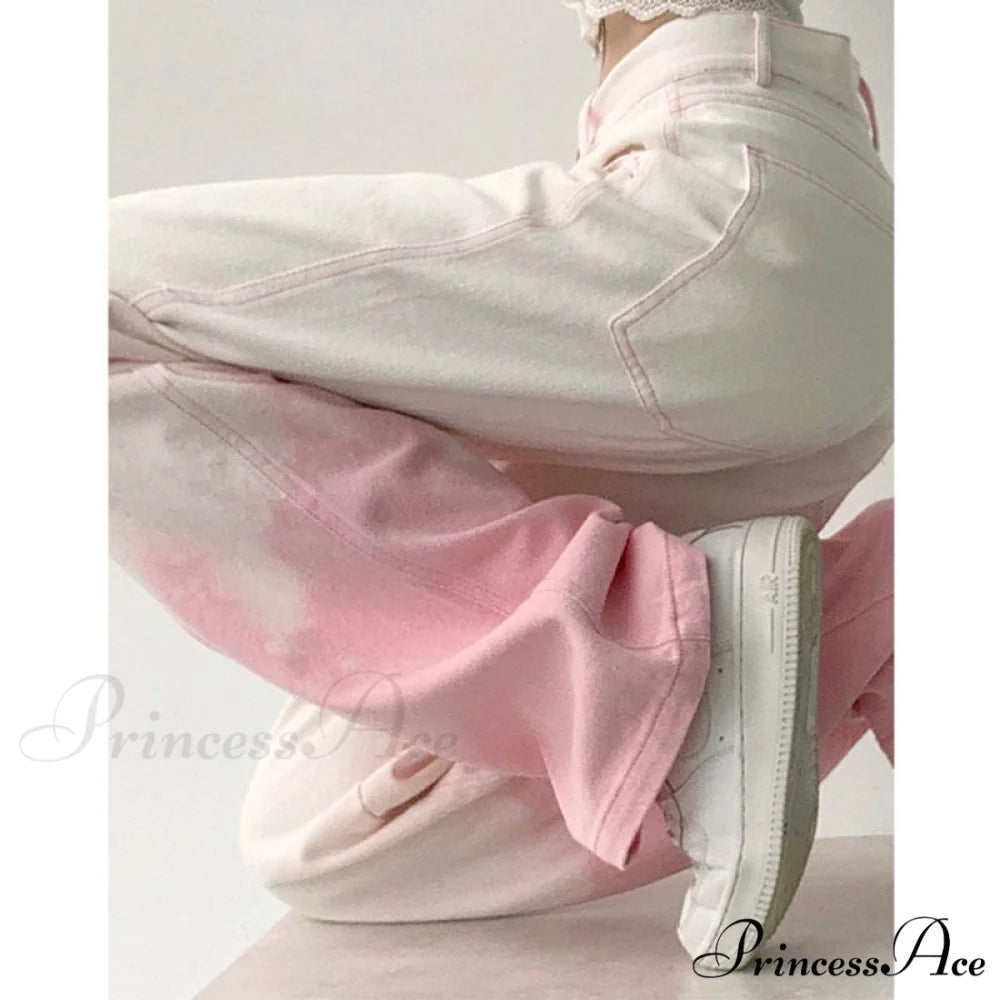 Cutie Girl Pink White Pencil Jeans