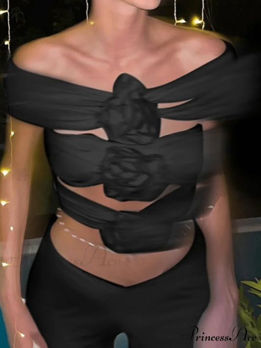 Cutout Checkered Knit Trendy Cropped Tank Top Black / S