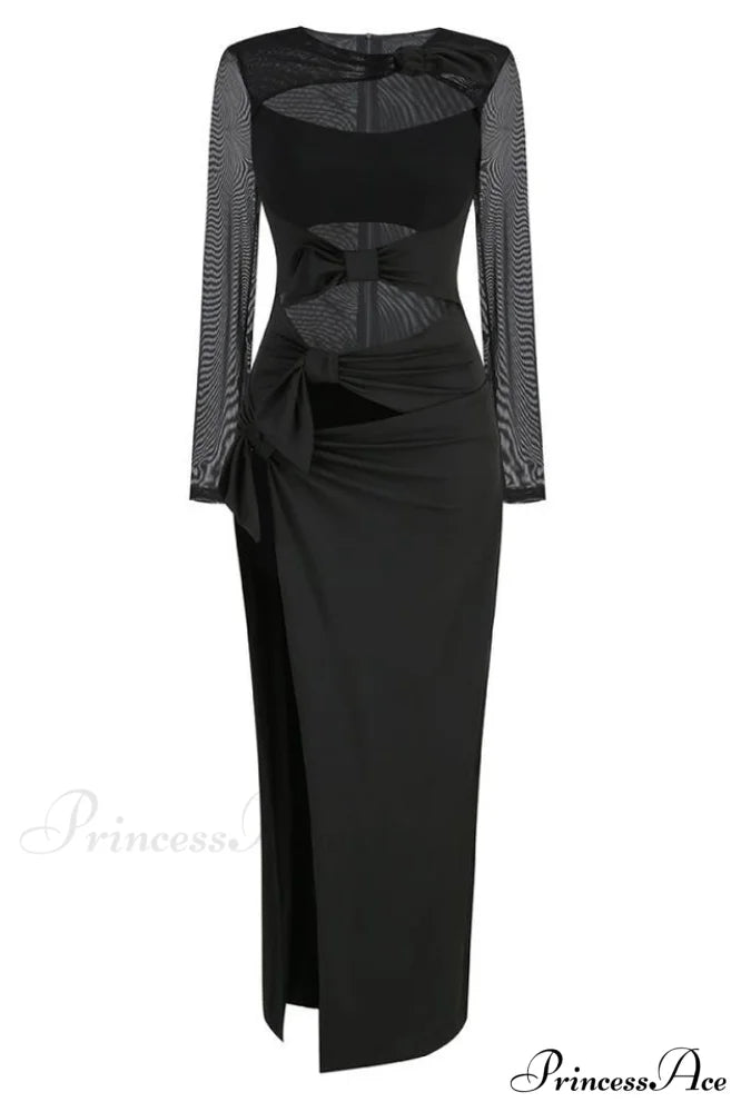 Cutout Elegant Cr閿歱e Gown XS / Black