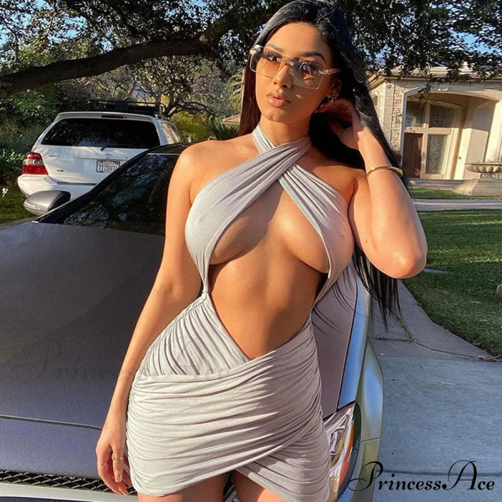 Cutout Flower Graceful Embellish Bardot Top M / Gray