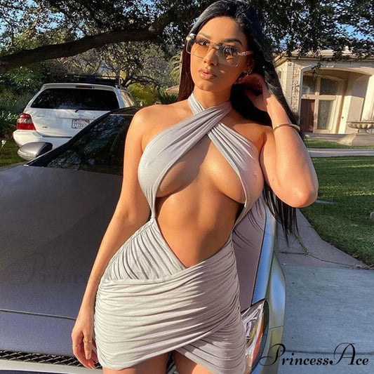 Cutout Flower Graceful Embellish Bardot Top M / Gray