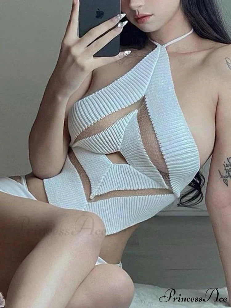 Cutout Front Cross Halter Neck Classic Ruched Bodycon Mini Dress - Gray