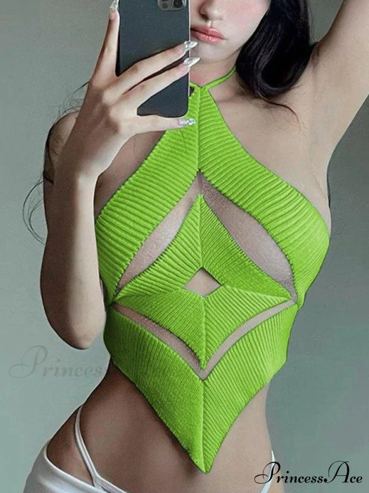 Cutout Front Cross Halter Neck Classic Ruched Bodycon Mini Dress - Gray Green / S