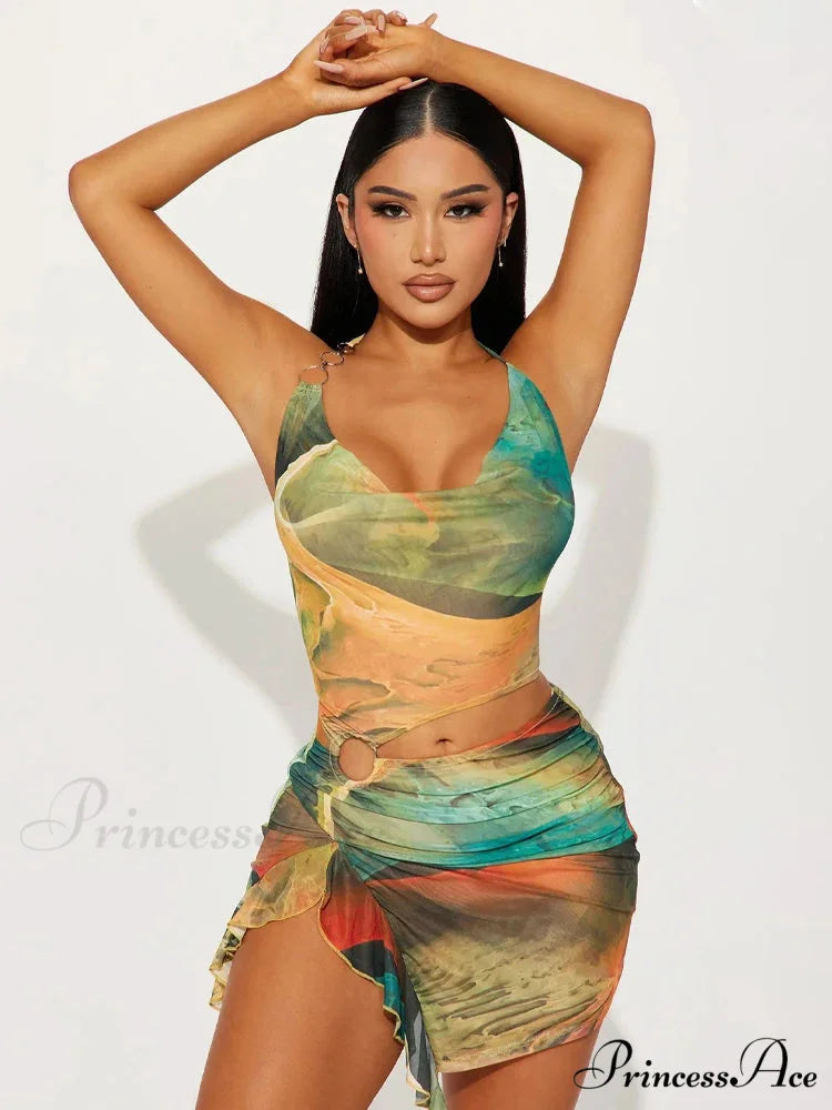 Cutout Hollowed-Out Tiny Dress Green / S minidress-250223