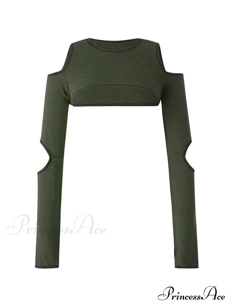 Cutout Long Sleeve Trendy Knit Midi Dress