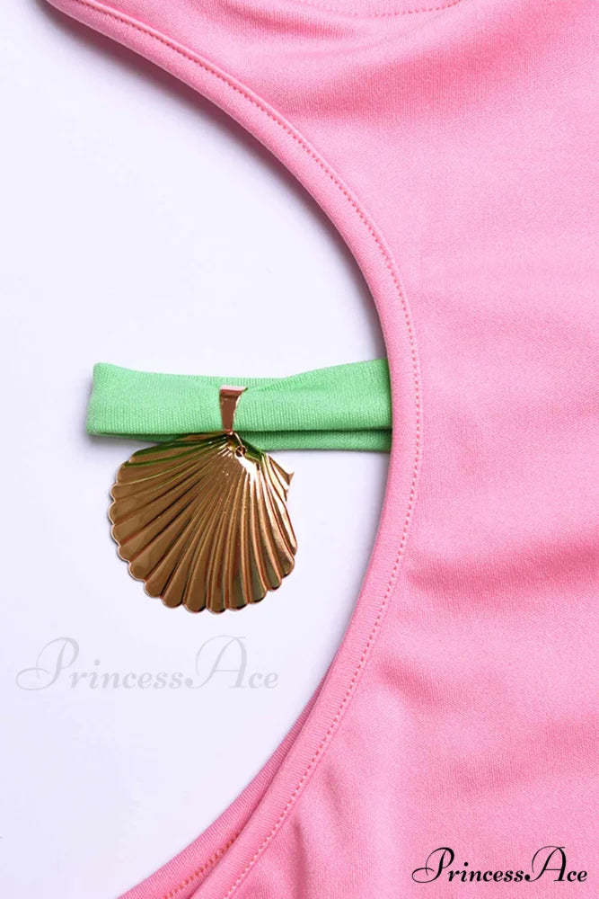 Cutout Slit Back Cami Dress with Contrast Detail