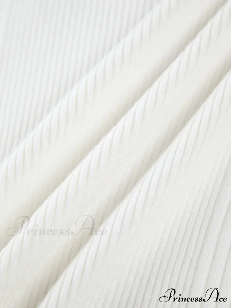 Cutout Split Beads Trendy Detail Ribbed Knit Top