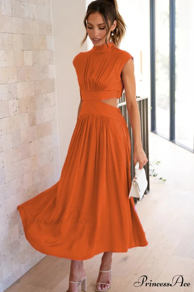 Cutout Waist Stylish Midi Dress S / 4#