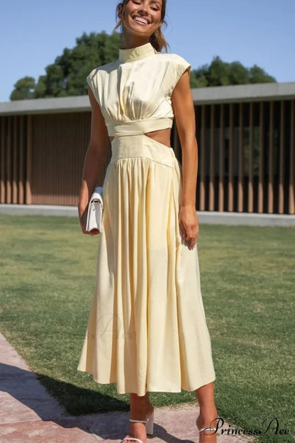 Cutout Waist Stylish Midi Dress XL / 8#