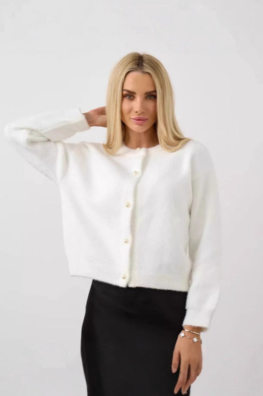 White Button Front Cardigan