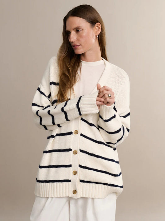 Striped Loose Knit Cardigan