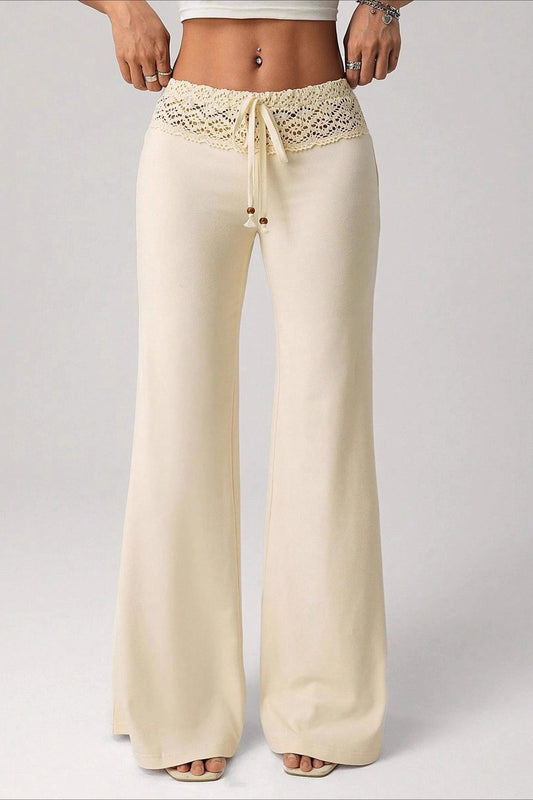 Lace Tie Low Waist Flare Pants