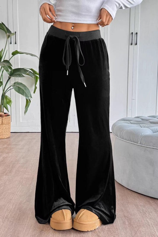 High Waist Velvet Flare Pants