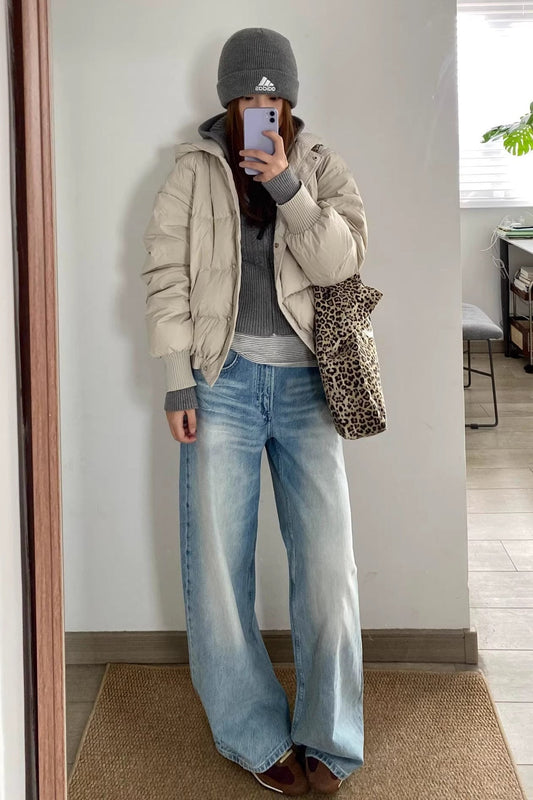 Vintage Wash Wide-Leg Jeans