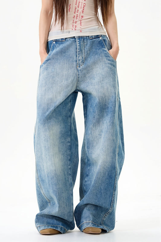Vintage Slub Curved Leg Jeans