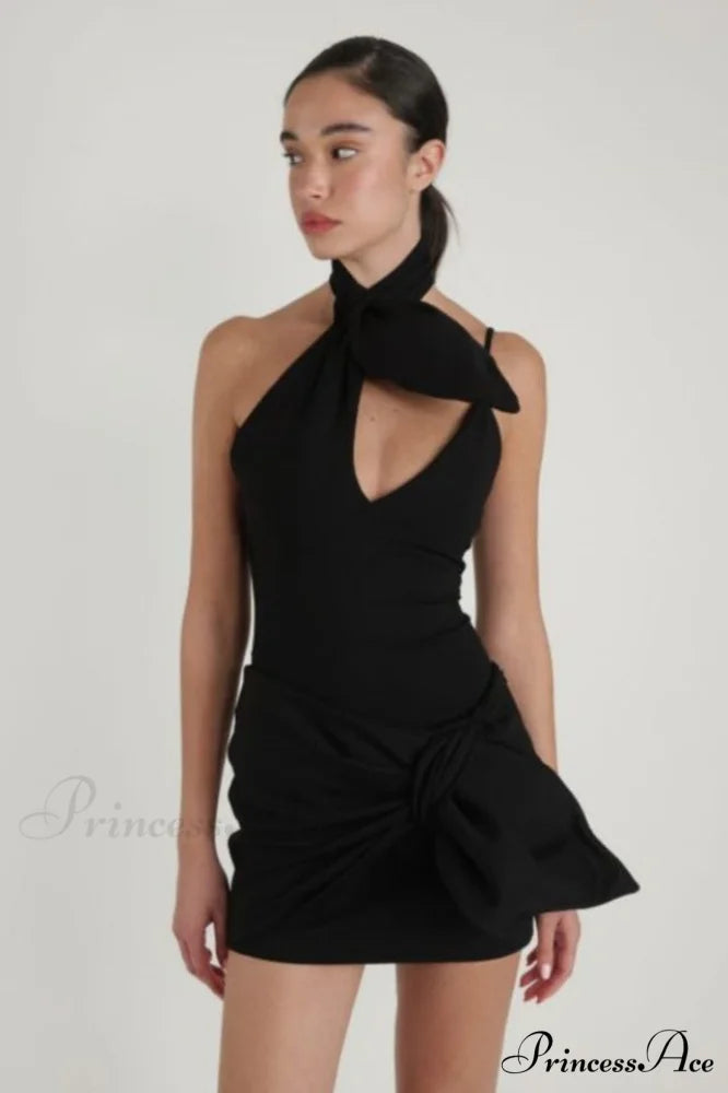Daiki Black Stylish Mini Dress