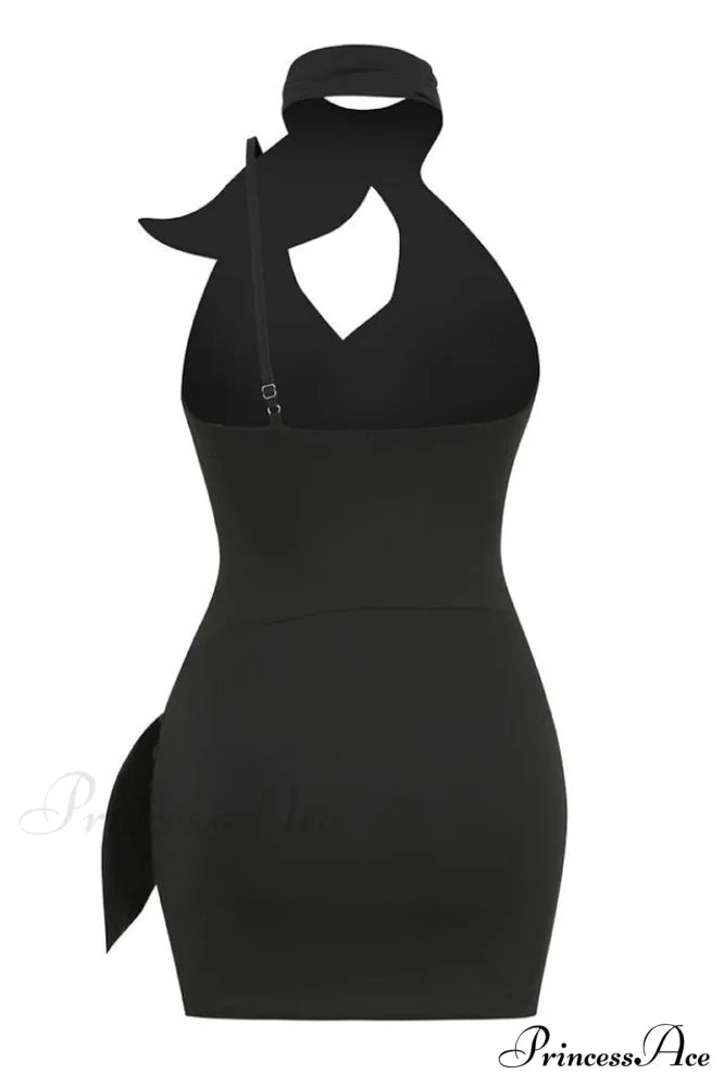 Daiki Black Stylish Mini Dress
