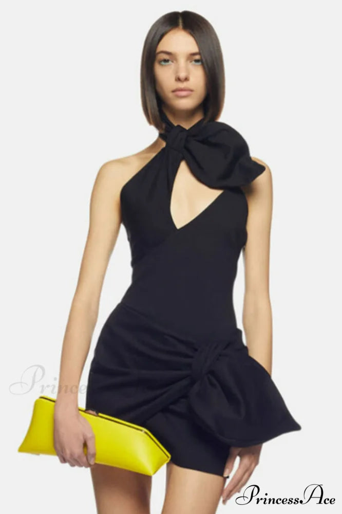 Daiki Black Stylish Mini Dress