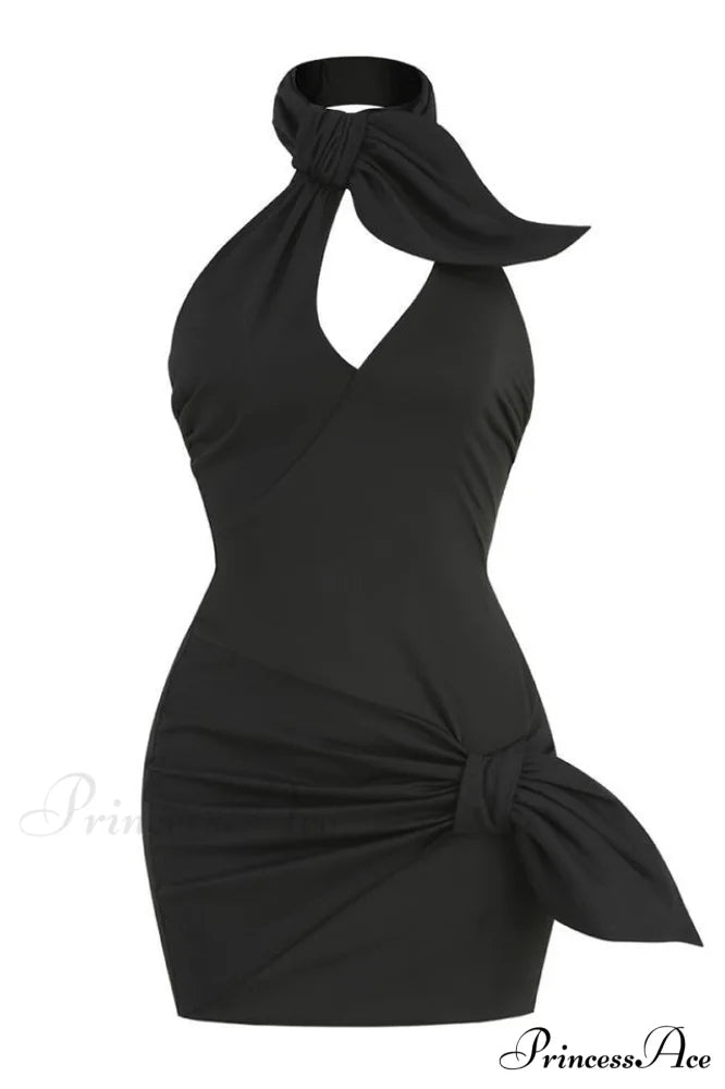 Daiki Black Stylish Mini Dress XS / Black