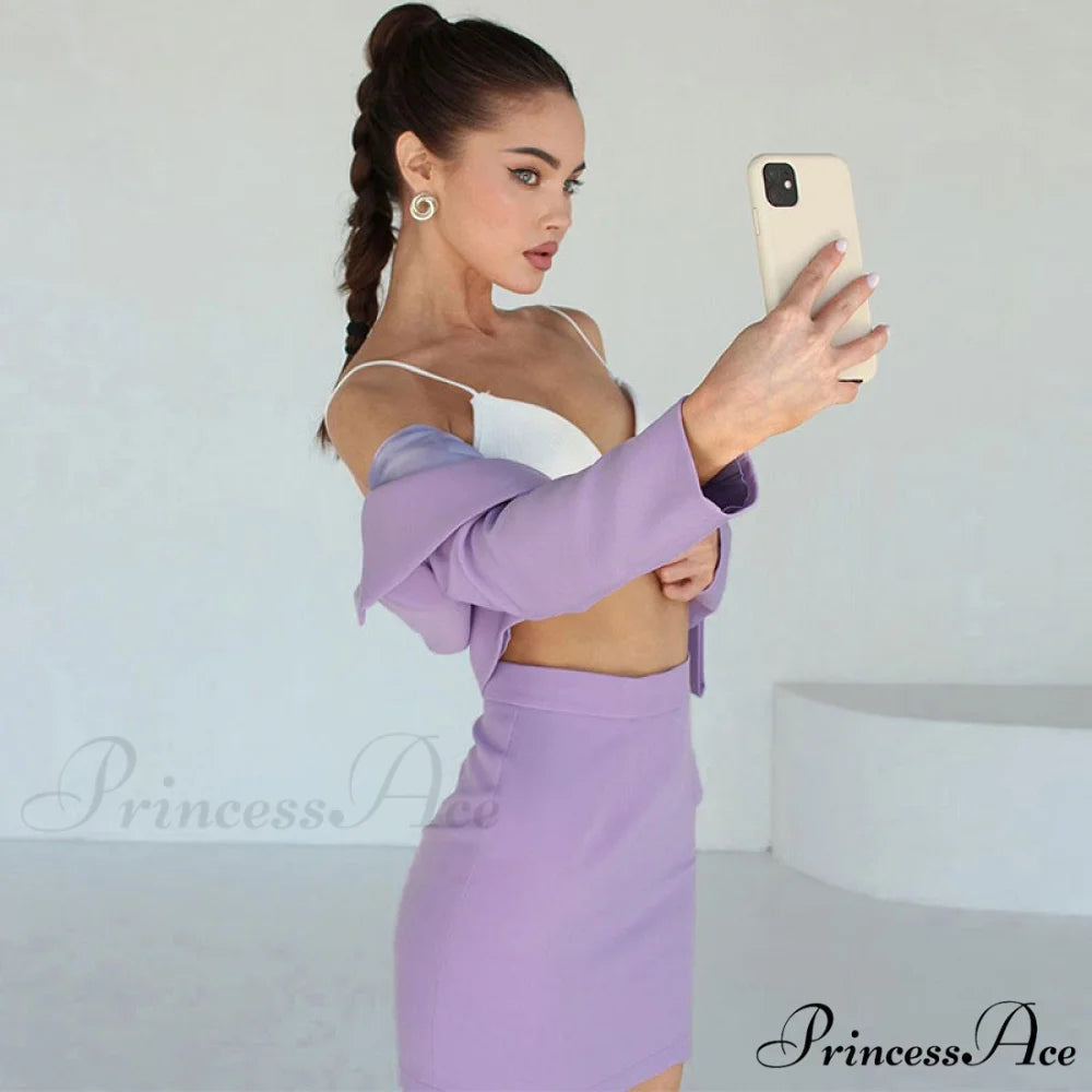 Dainty Lace Panel Deep V Twist Sophisticated Trim Dolman Sleeve Crop Top - Beige M / Purple
