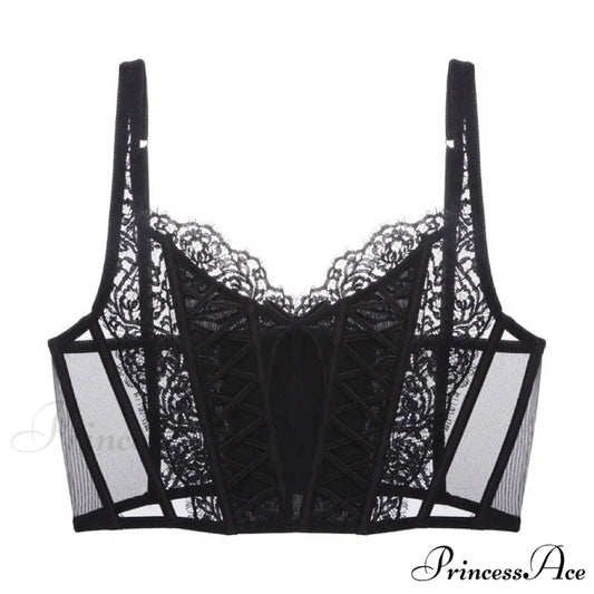 Daliah Mesh Stylish Lace Corset Top Black / S(32)