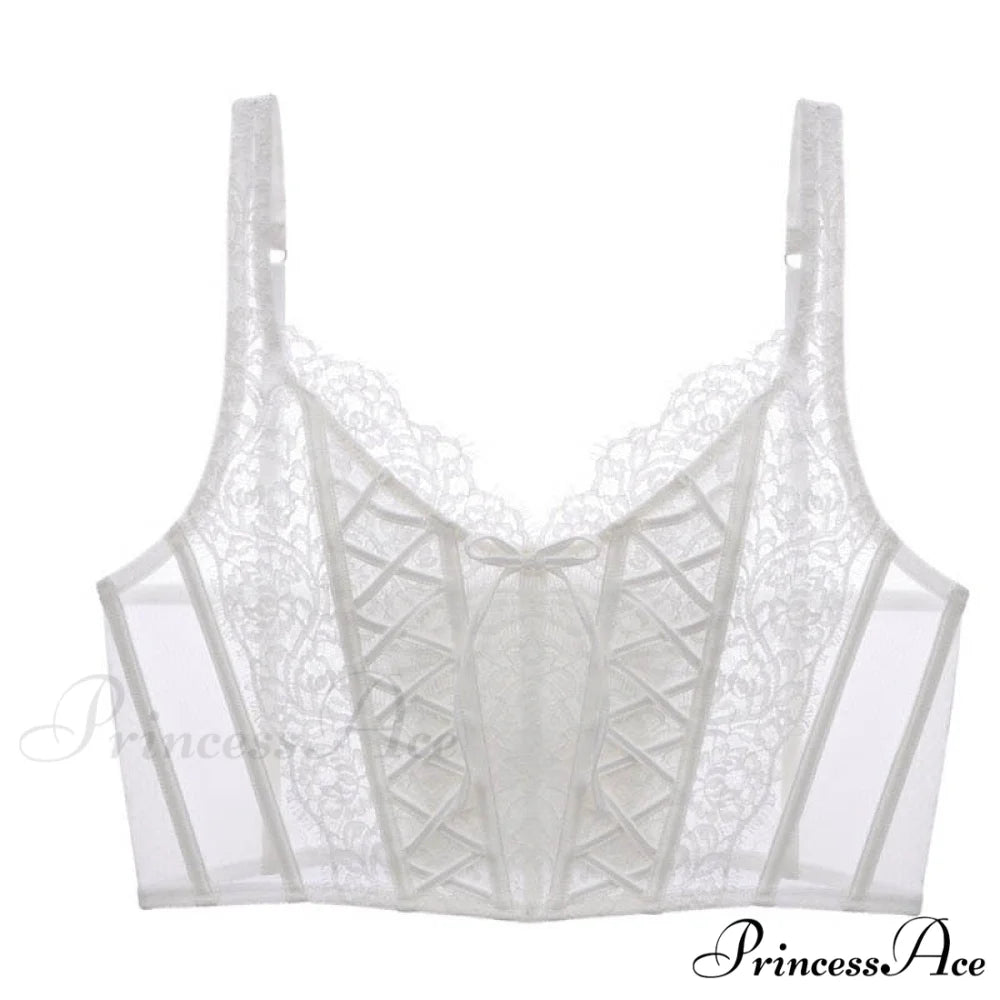 Daliah Mesh Stylish Lace Corset Top White / S(32)